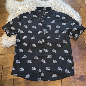 Visive Mens Shirt Size 2XL Taco Short Sleeve Button Up Novelty Black New